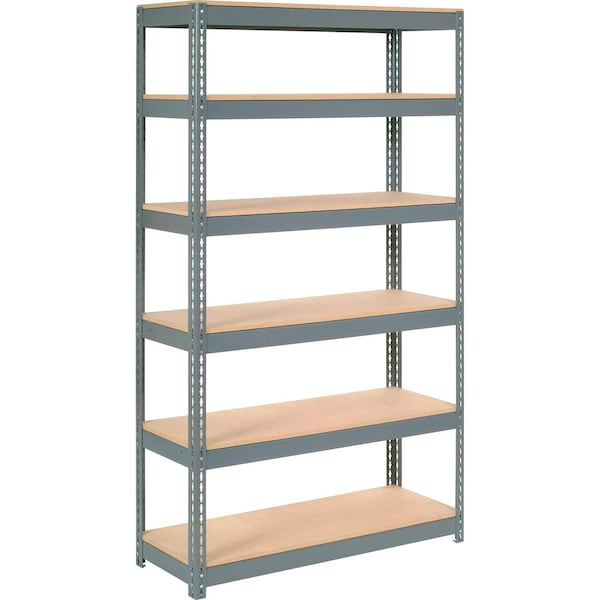Extra Heavy Duty Shelving 48W x 12D x 84H With 6 Shelves, Wood Deck, Gry